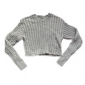 Aerie light grey cable knit sweater